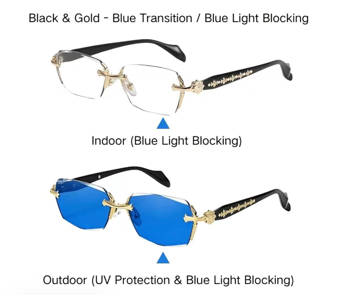 LuxeGold Transition Blue-Light Blocking Glasses